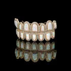 Накладные зубы LINGXIA в стиле хип-хоп золотого цвета с фианитом, модное украшение для зубов, Ювелирное Украшение для тела, верхние и нижние зубы