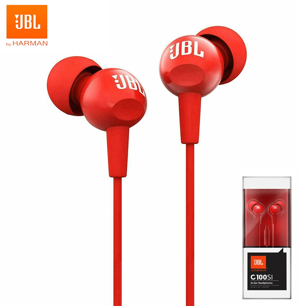 

Original JBL C100Si 3.5mm Wired Stereo Earphone Deep Bass Music Sport Headset Handsfree Headphone with Microphone for Smartphone