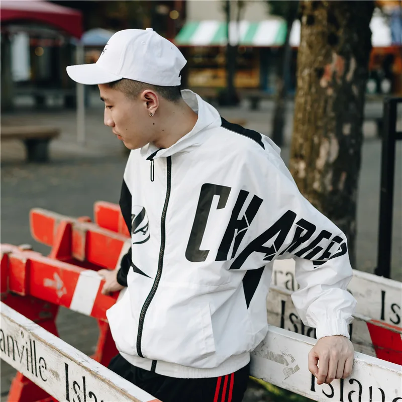 2019 Hip Hop Jacket Windbreaker Men Harajuku Color Block Loose Casual Track Streetwear | Мужская одежда