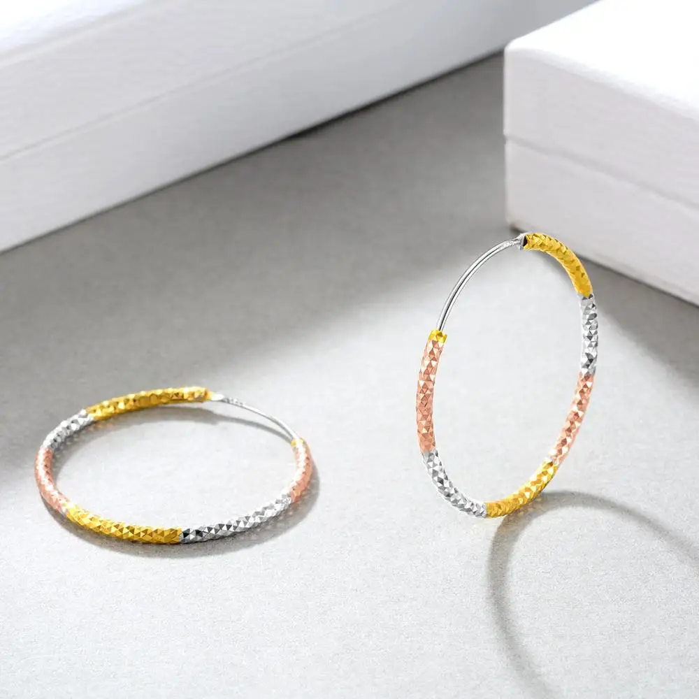 E Jewelry серьги-кольца из стерлингового серебра 925 пробы для женщин 18 К покрытые