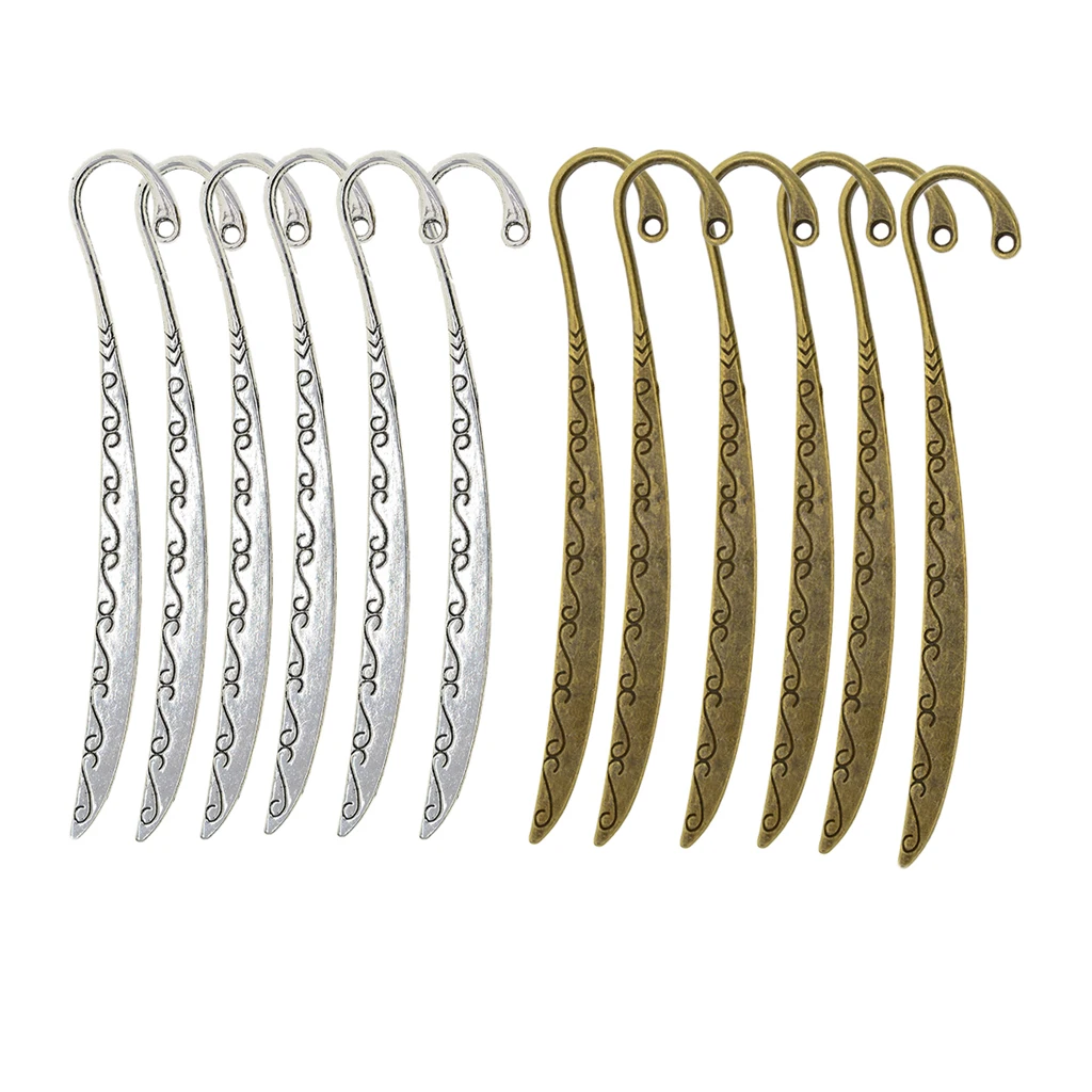 

12 шт. Ретро Серебряная бронзовая Классическая простая металлическая Закладка из сплава 5 дюймов с пустыми бусинами, фотография товара, сдел...