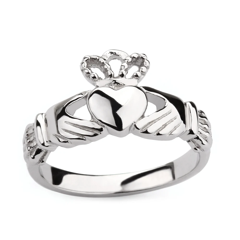 

Women's Silver color Stainless Steel Irish Claddagh Promise Friendship Band Ring