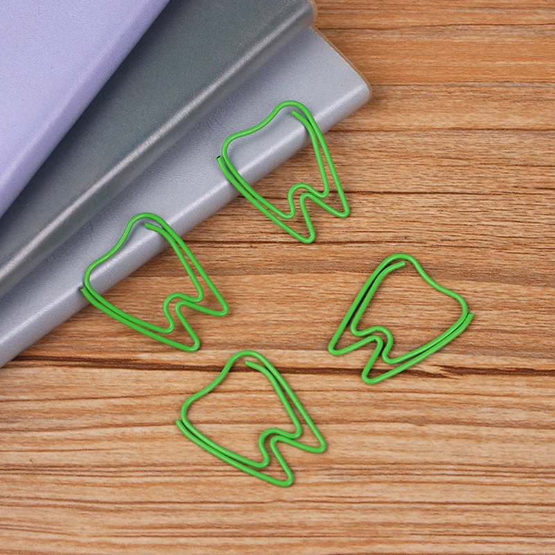 

20pcs/box Cute Green Tooth Shape Paper Clips Bookmarks Photo Memo Ticket Clip Creative Stationery School Office Supplies Green