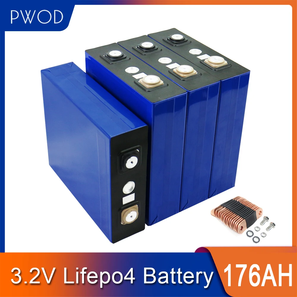 

PWOD 8pcs 3.2V Battery 176AH Lifepo4 Cell Not 100AH 200AH 150AH High Capacity Deep Cycle 4000 Times For RV EV solar 24V lifepo4