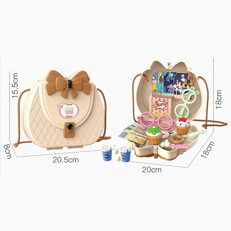 

Play House Toy Children's Simulation Backpack Combination Kitchen Tableware Makeup Set Medical Kit Film Themed Girl Gift 889