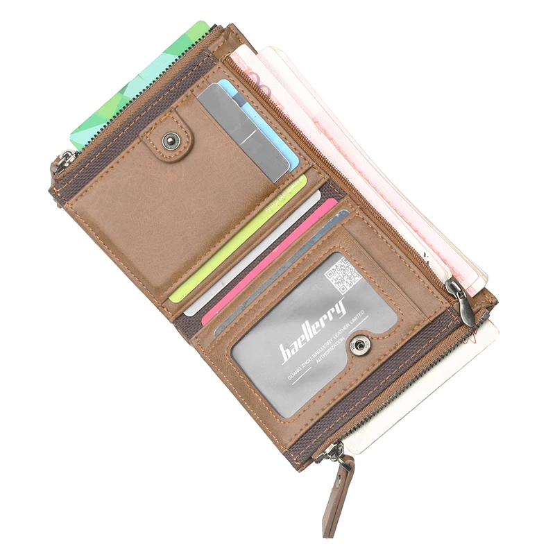 Мужской короткий кошелек на молнии многофункциональный бумажник большой