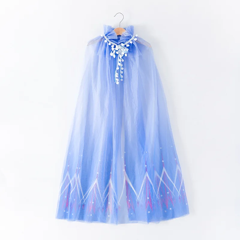 

Girls Snow Queen 2 Elsa Cloak Dress Girl Party Dress Up Children Sequin Cloak Girls Elsa Carnival Halloween Mantle Kids Costume