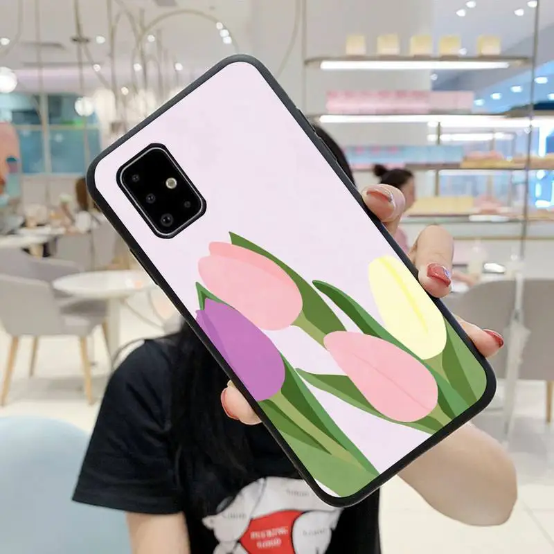 

3D Leather tulip flower pattern Phone Case For Samsung A10 A11 A20 A21 A30 A31 A40 A50 A70 A80 A91 S E Fundas Cover