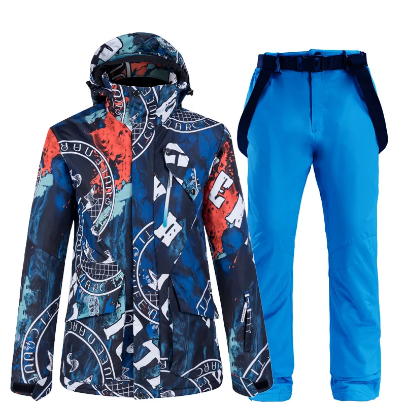 2021 New Mens Ski Suit Super Warm Waterproof Windproof Snowboard Jacket Pants Winter Snow Suits Male Skiing Snowboarding Sets