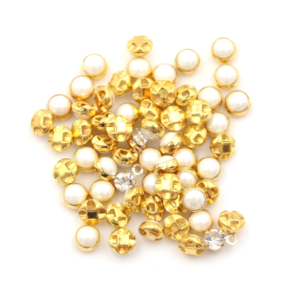 20pcs Sliver/Gold Mini Doll Buttons Belt Buckle Ultra-small Pearl Shoes Clothing Buckles | Дом и сад