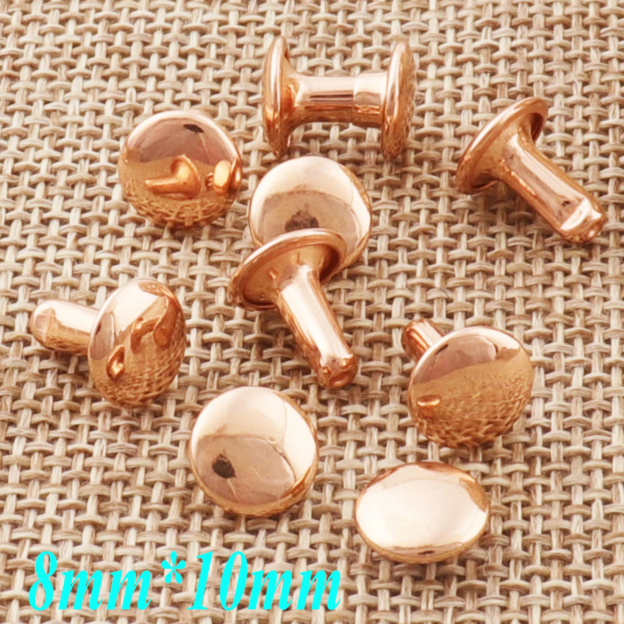 100 наборов розовое золото КУПОЛ двойной колпачок круглые заклепки кожа купольные