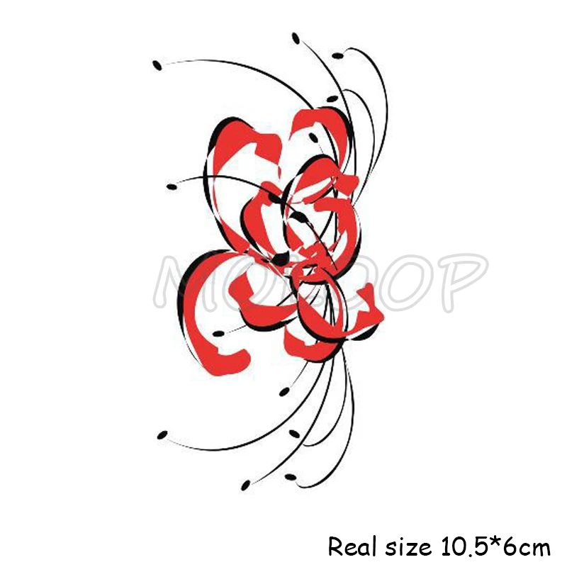 Тату-наклейка Временные Чернила Красный паук змея Лилия китайский стиль