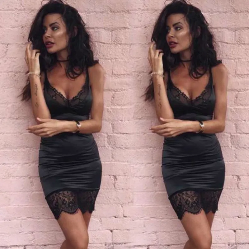 Женские сексуальные платья женские модные однотонные без рукавов с v образным
