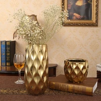 nordic ceramic vase golden vase big mouth flower arrangement living room craft decoration dried flower pot fish mouth flower pot