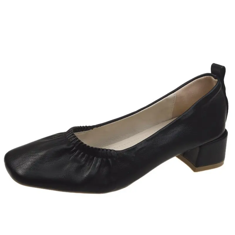 

Shoes Woman Flats Shallow Mouth Square Toe Casual Female Sneakers Dress New Summer On Heels PU Rubber Solid Lace-Up Leisure Slip