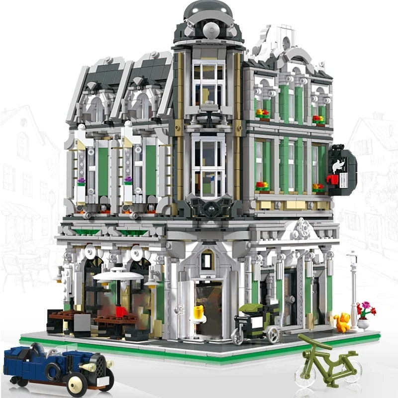

Expert Cafe Shop Modular Bricks Street View Coffee Model Building Blocks Cafe Corner Moc Bricks For Children Toy Gifts
