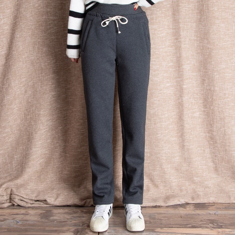 

winter lambs with cashmere in one thickened and loose warm body pants and wide leg sports casual cotton pants for women