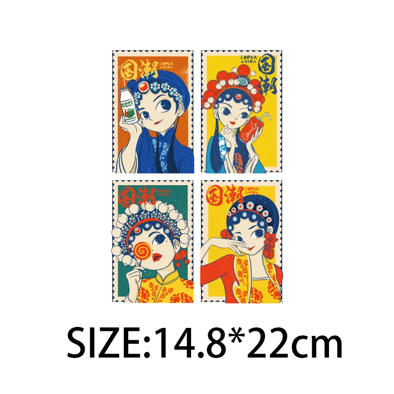 China Wind Country Tide Beijing Opera Pattern On Clothes Applique Decor Heat Vinyl Ironing Stickers Thermal | Дом и сад