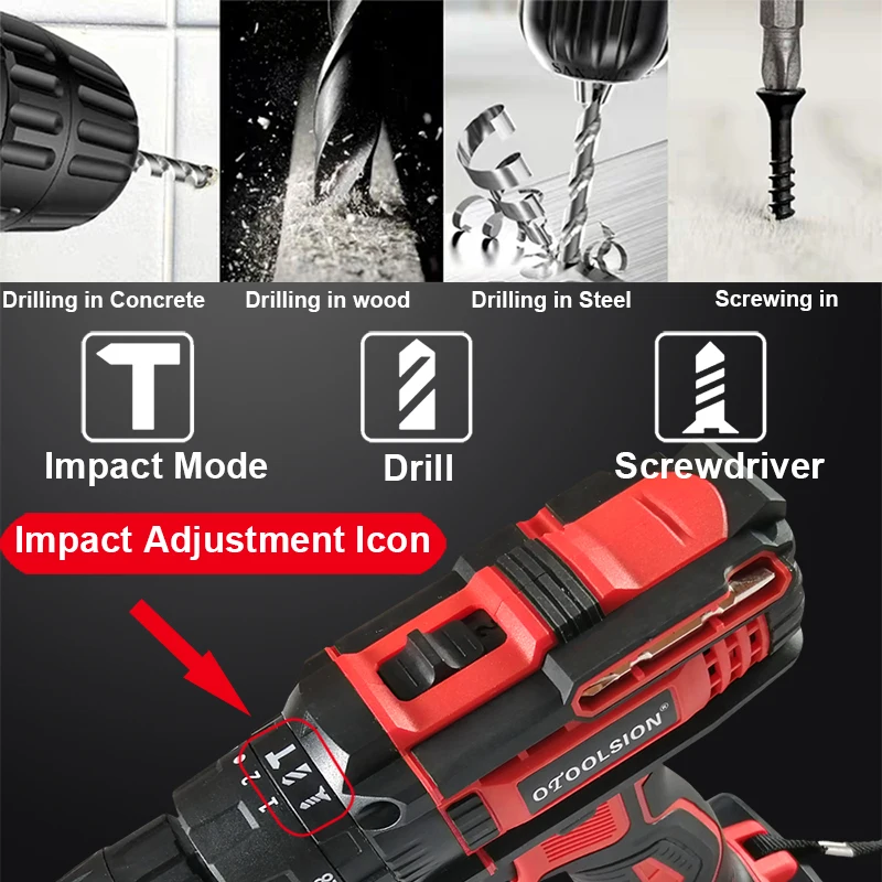 Аккумуляторная отвертка с переменной скоростью 1500 мА · ч 21 в 45 Н. М Дрель ударная