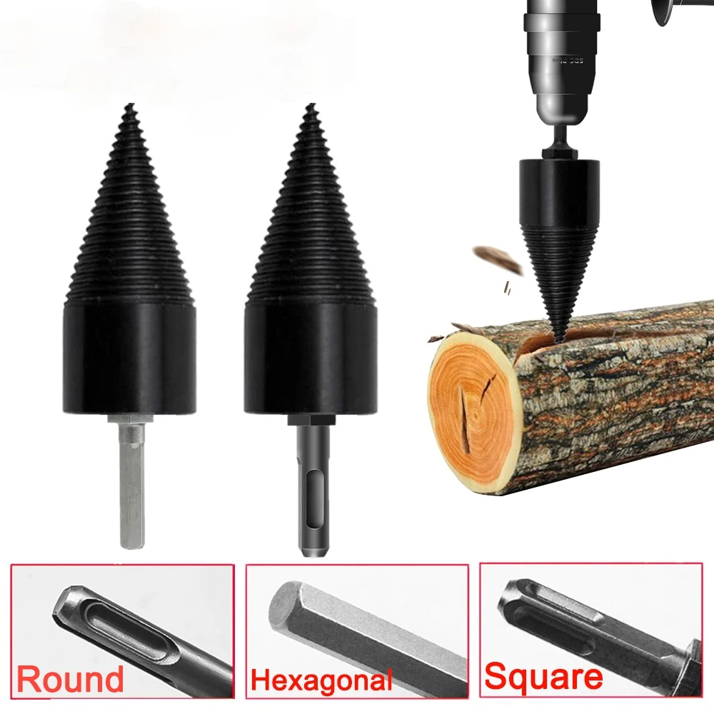 

42mm/32mm HSS Firewood Splitter Drill Bit Round/Hex/Square Shank Wood Split Cone Drill Bit Woodworking Split Drilling Tools