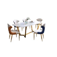 nordic marble dining table and chair combination rectangular postmodern simple light luxury stainless steel furniture