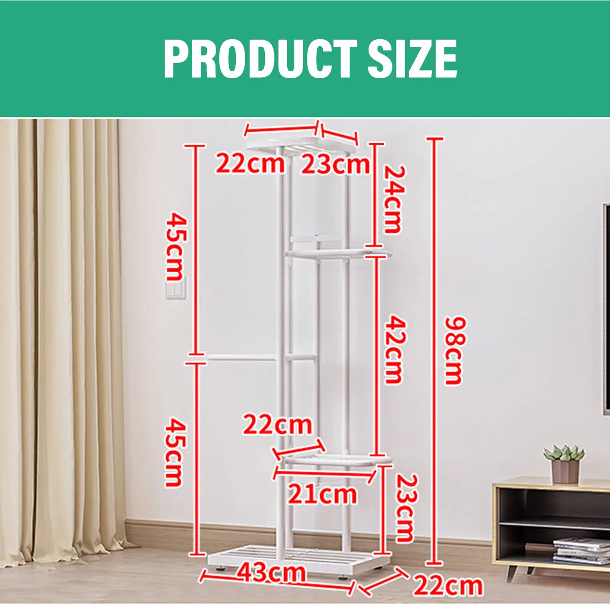 

5 Tiers Iron Plant Stand Flower Rack Multi Flower Stand Shelves 43x22x98cm for Bonsai Display Shelf Yard Garden Patio Balcony