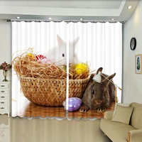 basket brown rabbit and white rabbit high precision blackout curtains dersonalized 3d digital printing purtains diy photos