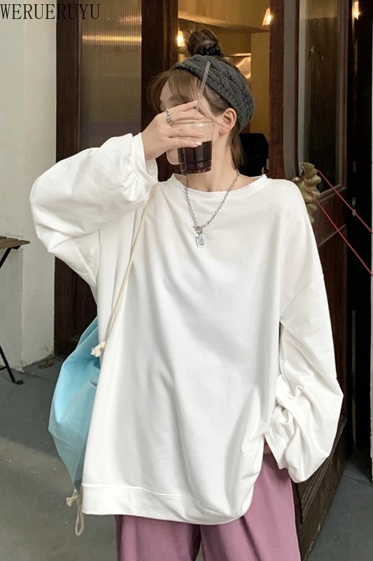 

WERUERUYU Women's Long-sleeved Sweater Women Pullovers Tops 2020 Casual V Neck White Sweaters