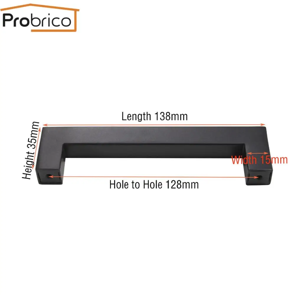 15mm 128 Probrico черный цвет, для шкафов ручка квадратная бронзовые ручки для мебели кухонные дверные ручки шкафа ручки для ящика шкафа Ø10/12/15 мм - Цвет: 15mm 128