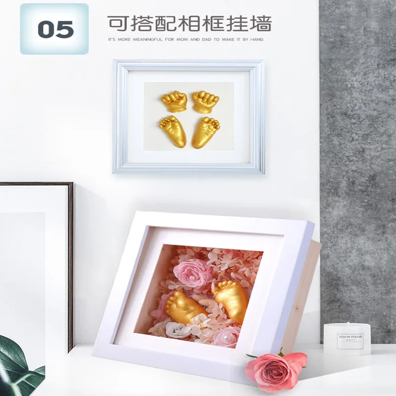 3D baby hand and foot print mud clone powder newborn gypsum souvenir production material | Дом и сад