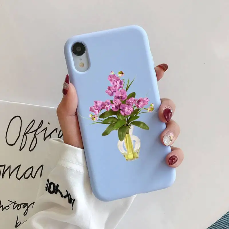 

Orchid Flowers Phone Case for iphone 11 Pro Max X XS Max XR Candy Color Soft Cover For iPhone 7 8 6 6S Plus Funda Cases