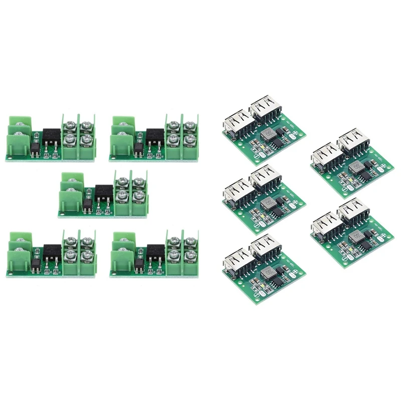

NEW-5Pcs Parts Trigger PMOS Switch Module with 5PCS USB DC-DC Voltage Regulator Step Down Charger Power Supply Module