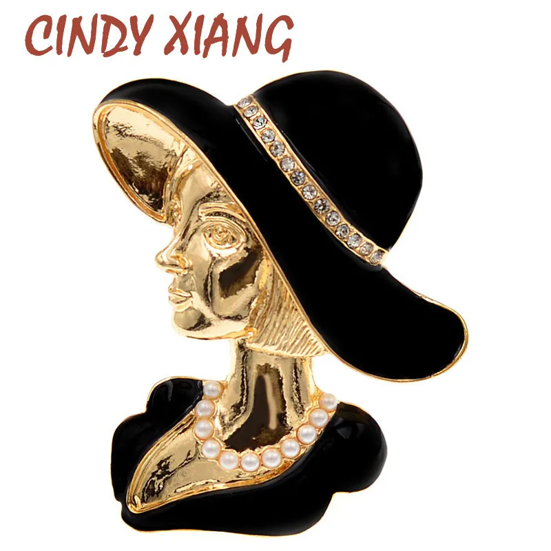 Женская Брошь с кристаллами и жемчугом CINDY XIANG брошь в виде головы черного цвета