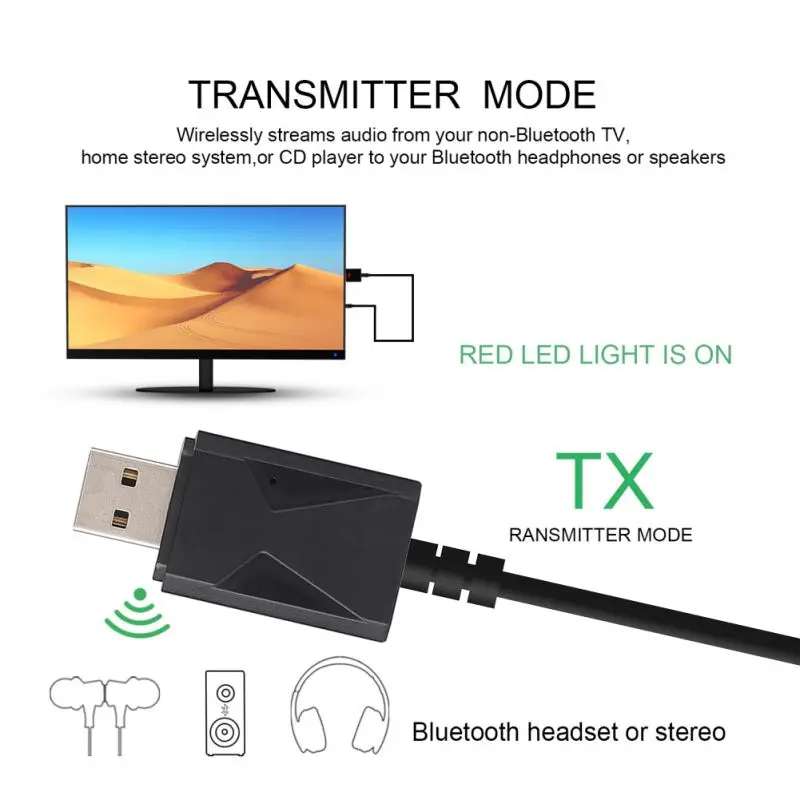 Сильный сигнал Bluetooth 5 0 адаптер аудио передатчик приемник 3 мм AUX Джек