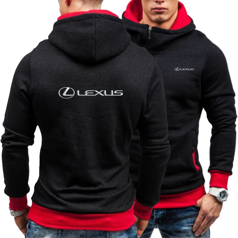 

2021 spring and autumn new men's LEXUS car logo tide brand printed hoodie casual sports sweater pocket zipper pullover hoodie