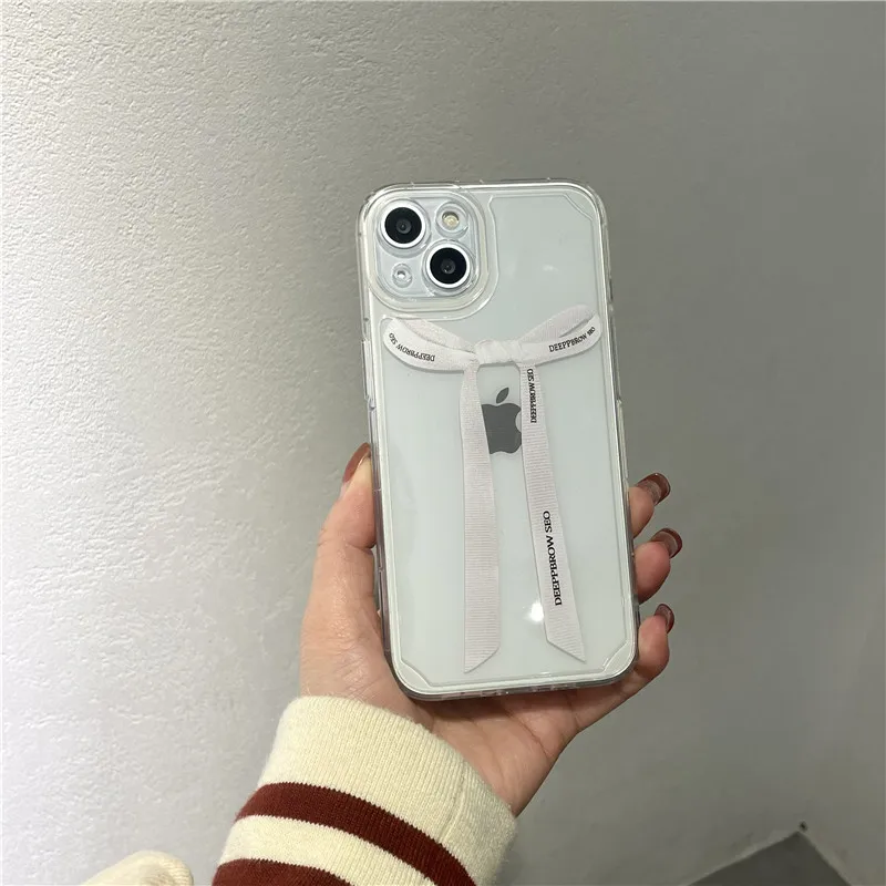 

cute bow cover clear phone case for iphone 12 11 13 pro max x xr xs max 8 7 plus soft tpu silicone capa shell funda