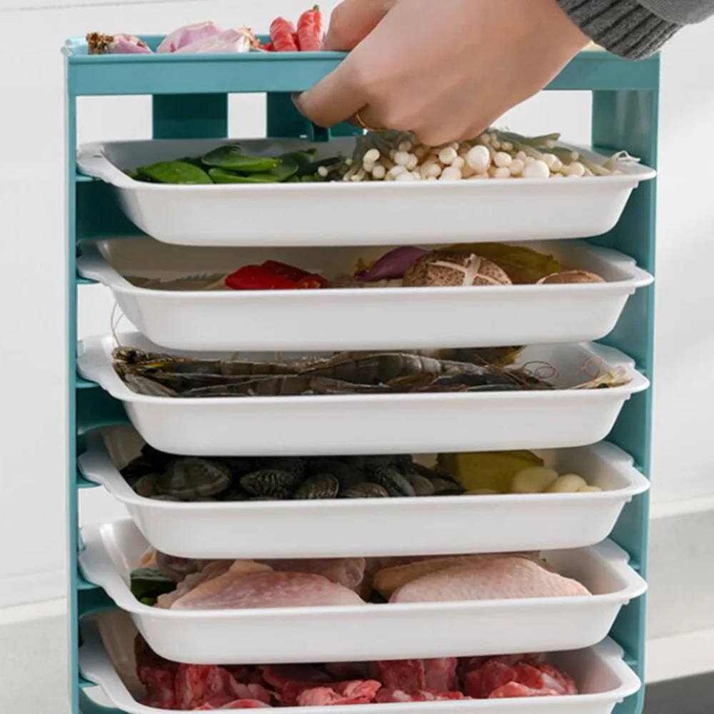 

Drawer Design 6 Layers Kitchen Organizer Wall Mounted Side Tray Rack (Green)