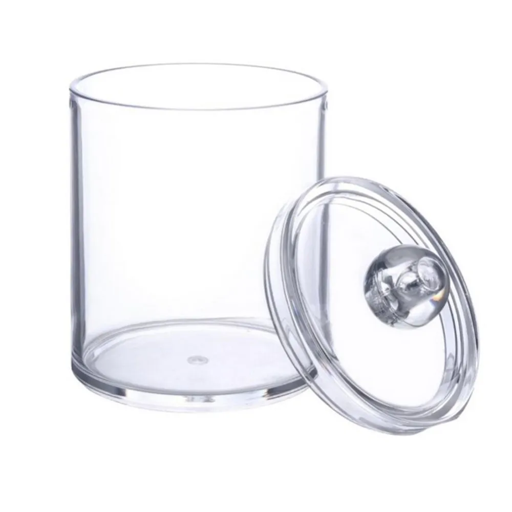 Acrylic Makeup Organizer Multifunctional Round Container Cosmetic Swab Cotton Pad Jewelry Storage Box Holder Candy Jars With Cap | Дом и сад