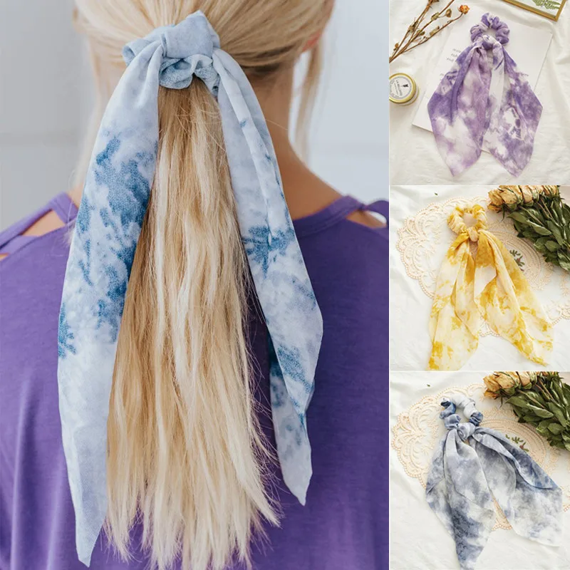 

Ruoshui Woman Dye Chiffon Hair Ties With Detachable Girls Srunchies Women Hair Accessories Ribbon Fashion Elastic Hairband