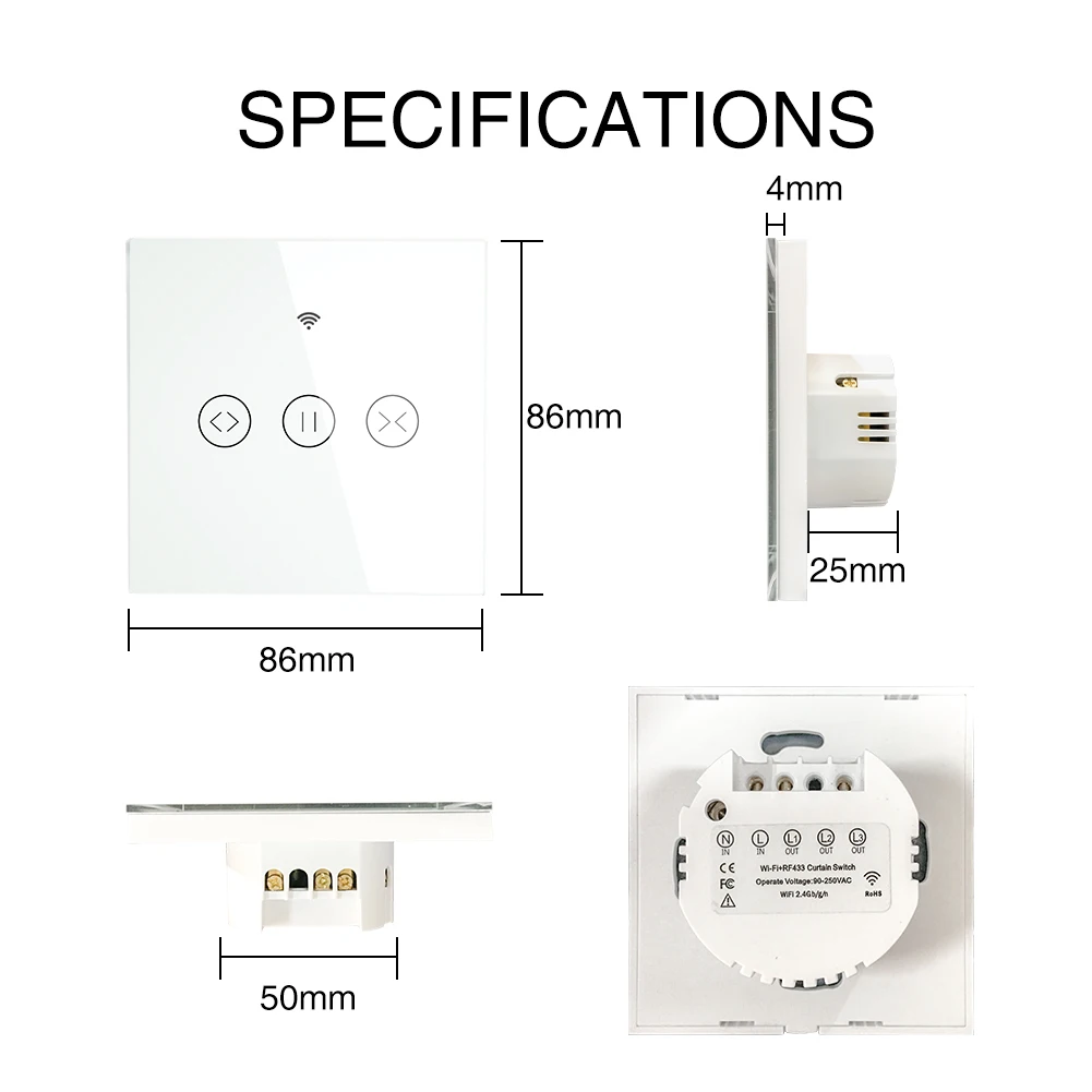 

WiFi Smart Curtain Blind Switch for Electric Motorized Curtain Roller Shutter Works with Alexa Echo Google Home Smart Home