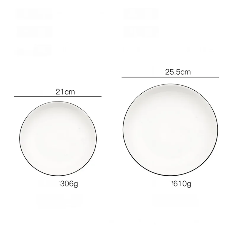 

Japanese-style white ceramic plate, household steak plate, round western knife and fork plate, dessert plate, vegetable plate