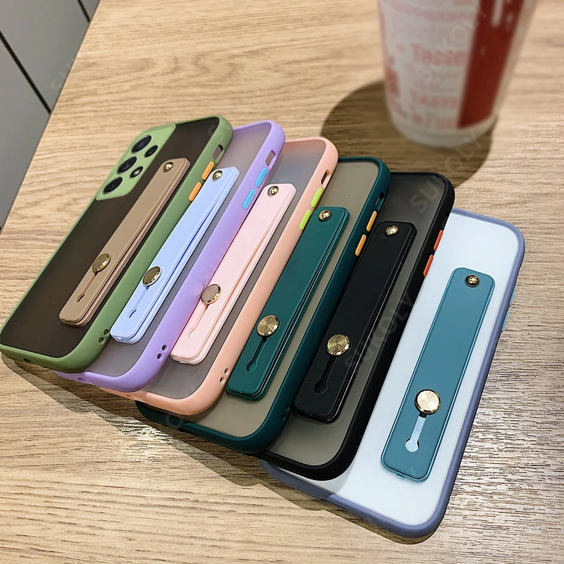 

Camera Protection Wrist Strap Case For Samsung A52 A72 A51 A71 A32 S21 S20 FE S10 Plus Note20 Ultra Shockproof Transparent Cover