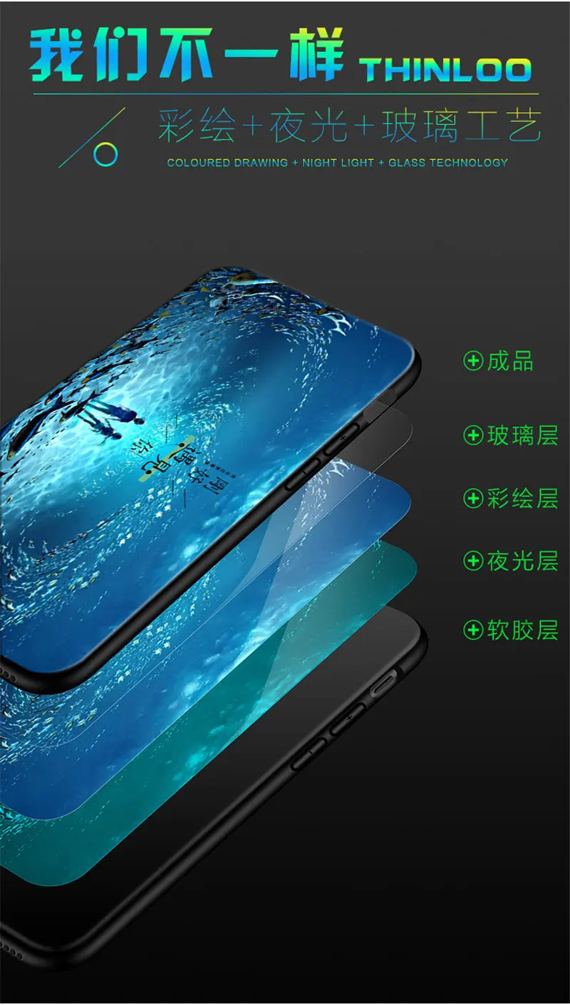 Светящийся в темноте чехол для iPhone 5, 5s SE светящаяся задняя крышка из закаленного стекла для iPhone 6 6S 7 8 X XR XS 11 Pro Max чехол