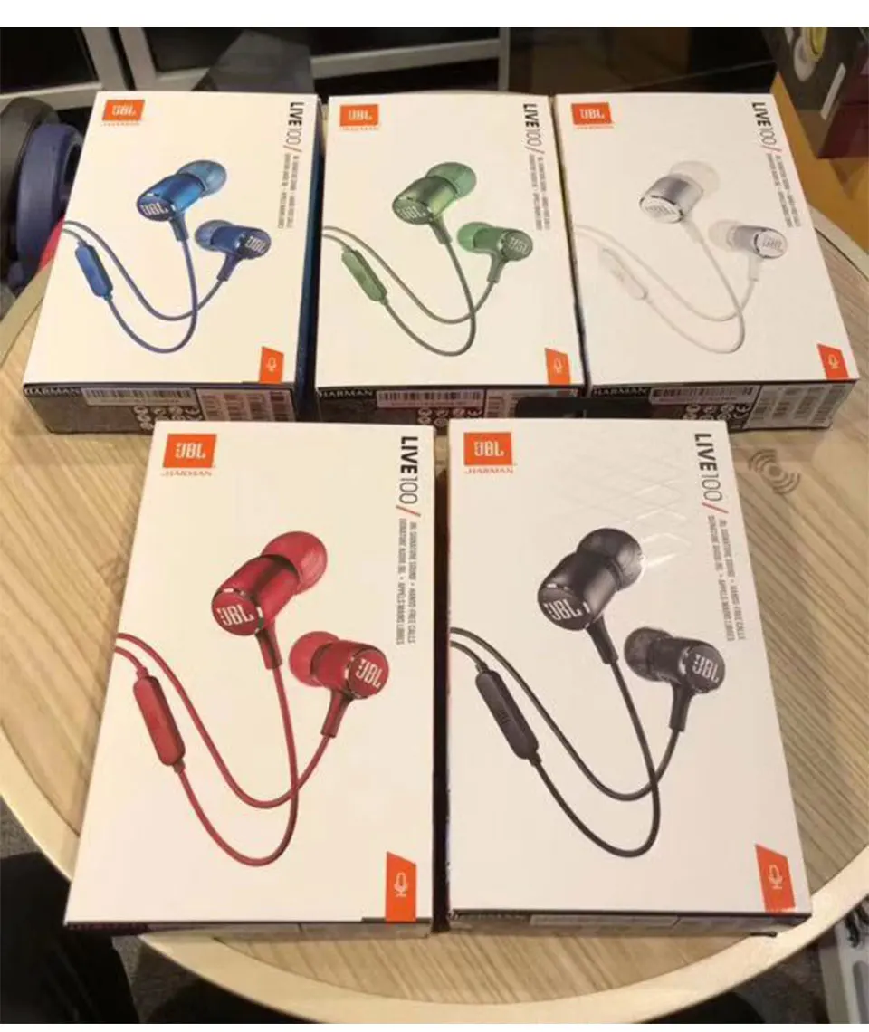 JBL LIVE100 3,5 мм проводные наушники стерео звуковая линия управления Спортивная гарнитура Live 100 Глубокий Бас Звук Наушники громкой связи с микрофоном