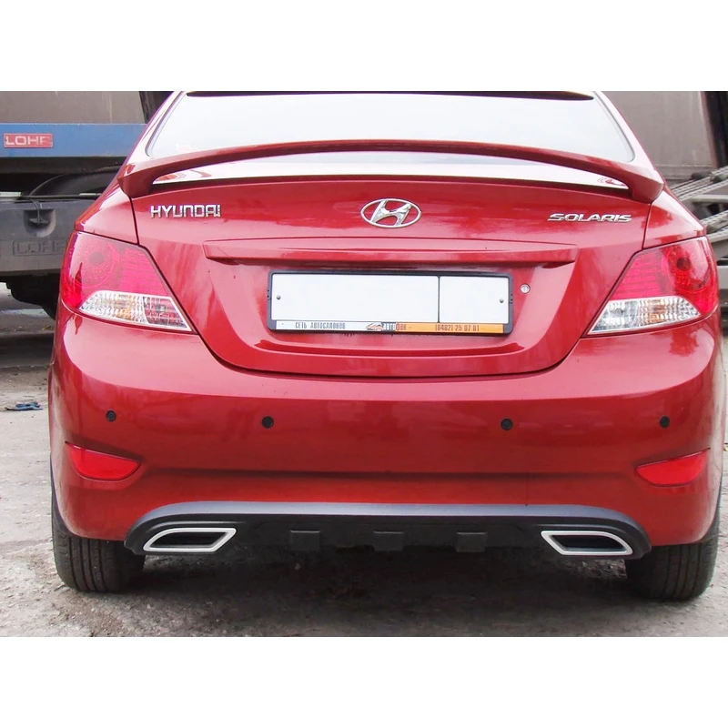 Диффузор накладка задний бампер для Hyundai Solaris 2010 2014 ABS пластик внешний спойлер