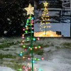 1 шт. спиральные рождественские лампы-гирлянды на спирали для рождественской елки, уличные рождественские украшения на солнечной батарее для сада и лужайки