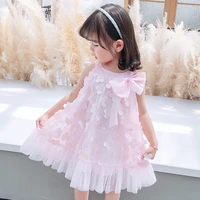 summer kids clothes cute toddler girls princess dress bow tie butterfly jacquard weave cute kids costume girls birthday party