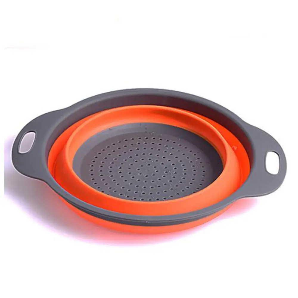Orange XL Складное сито, миска для отдыха на природе, наборы посуды, силиконовый складной дуршлаг, ситечко для слива, миска, портативная посуда для пикника - Цвет: Orange XL