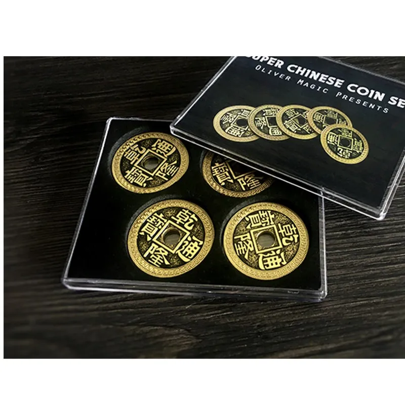 Супер китайский набор монет (Qianlong Morgan Size) от Oliver Magic Illusion Close Up Coin Matrix четыре монеты