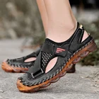 Мужские кожаные кроссовки, сандалии, Нескользящие, для активного отдыха и походов, модная пляжная обувь, для воды и рыбалки, лето